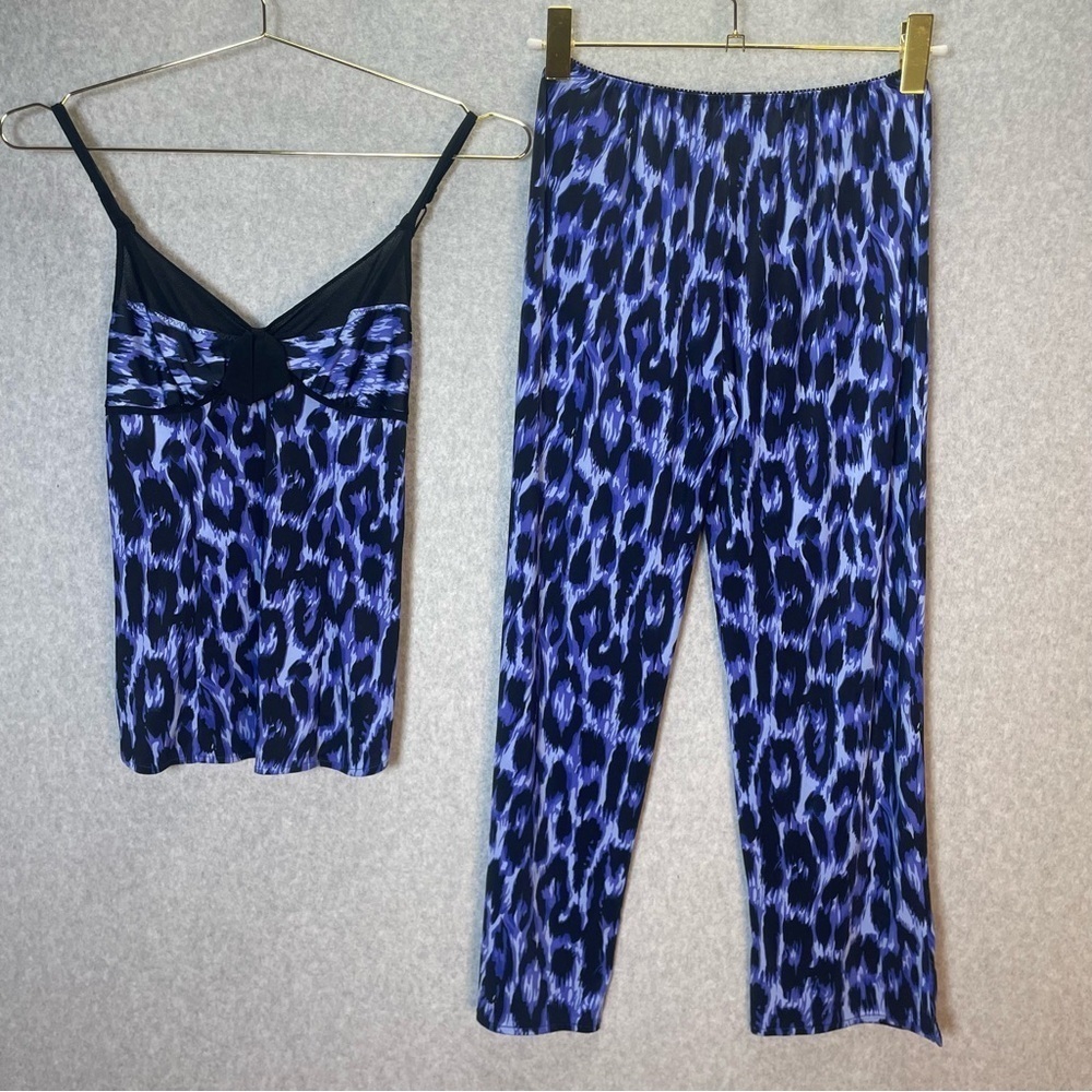 Betsey Johnson Animal Print Satin 2 Piece Pajama Set